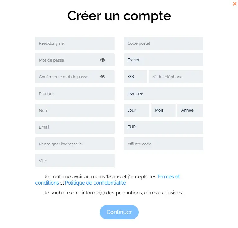 Processo di registrazione JELLYBEAN CASINO